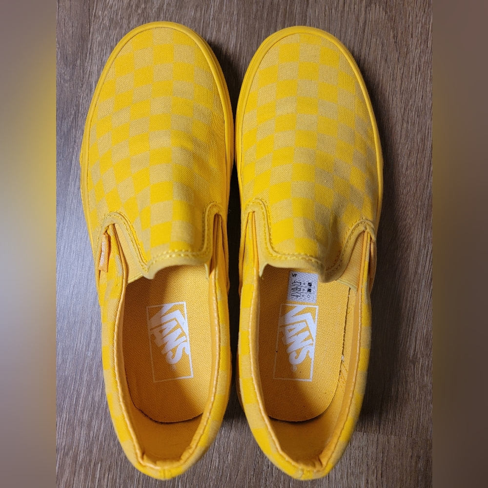 New Yellow Checkered Vans - Women's Size 7.5, Mens 6.5